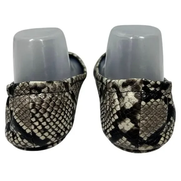 Tory Burch Minnie Travel Ballet Flats, python-embossed leather exterior. Size 9 - Picture 4 of 10